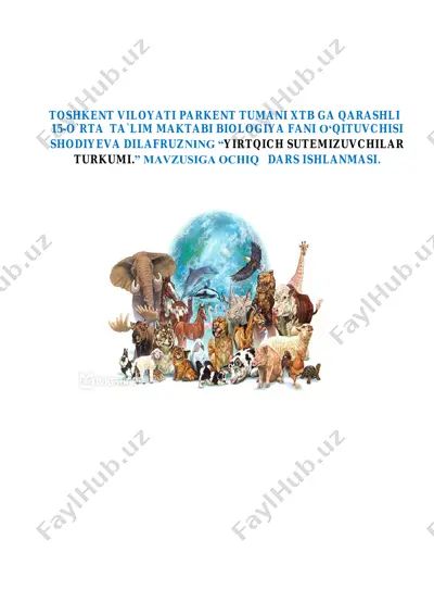 yirtqich sutemizuvchilar turkumi darsi — PDF