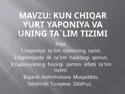 yaponiya ta'lim tizimi — PPTX