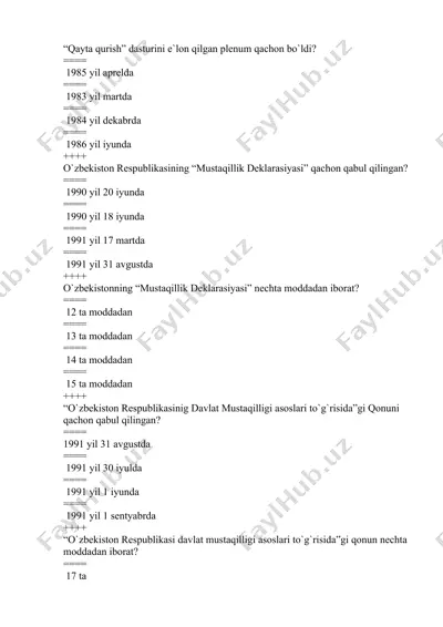 o`zbekistonning mustaqillik yolida — DOCX