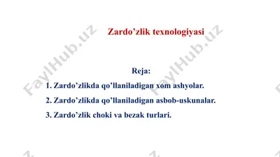 zardo’zlik texnologiyasi — PPTX