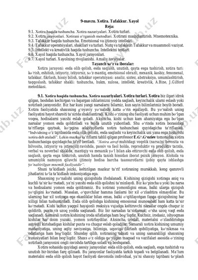 xotira va tafakkur — PDF