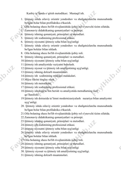 kasbiy ta’limda o`qitish metodikasi. — DOCX
