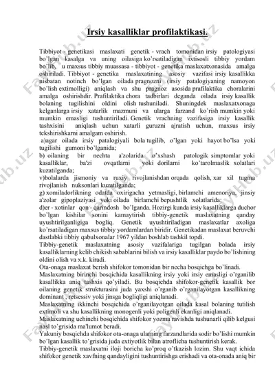 tibbiyot - genetika maslaxati — DOCX