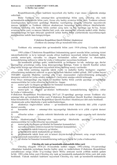 harbiy o'quv yurtlari — DOCX