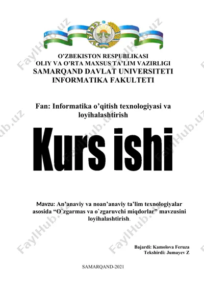 ta'lim texnologiyasi va loyihalashtirish — DOCX