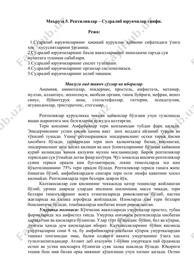 repitiliyalarni o'rganish — DOCX