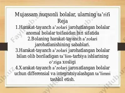 mujassam nuqsonli anomal bolalar va ularning ta’rifi — PDF