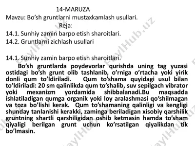 bo’sh gruntlarni mustaxkamlash usullari — PDF