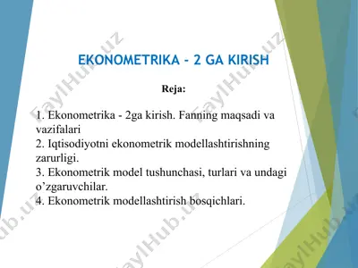 ekonometrika - 2 ga kirish — PPT
