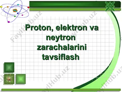 proton, elektron va neytron zarachalarini tavsiflash — PPT