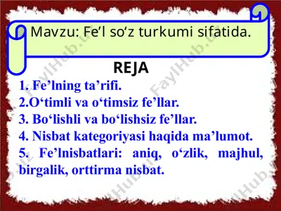 fe’lso‘zturkumisifatida. — PPTX