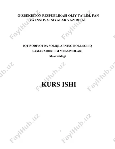 iqtisodiyotda soliqlarning roli. soliq samaradorligi muammolari — DOCX