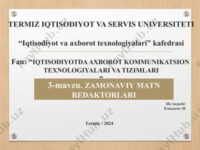 zamonaviy matn redaktorlari — PPT