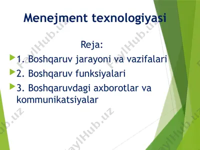 menejment texnologiyasi — PPTX