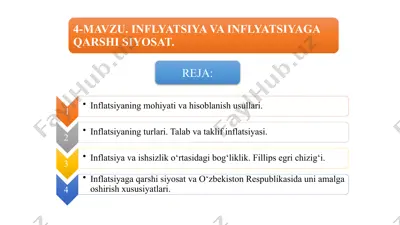 inflatsiya va uning mohiyati va hisoblanish usullari — PPTX