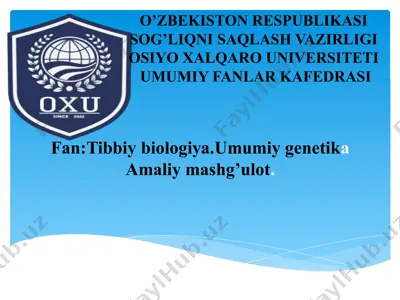 odam genetikasining o‘rganish usullari — PPTX