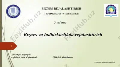 biznes rejalashtirish — PPTX