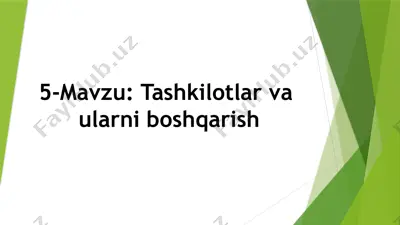 tashkilotlar vaularni boshqarish kitobi — PPTX