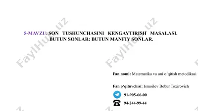 matematika va uni o’qitish metodikasi — PPTX