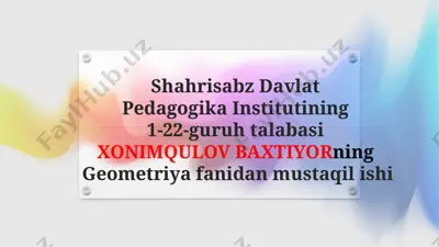 geometriya fanidan o'lchamli vektor fazolar — PPTX