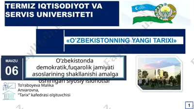 "o’zbekistonning yangi tarixi" — PPTX