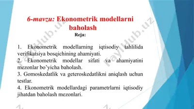 ekonometrik modellarni baholash — PPTX