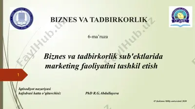 marketing faoliyati tashkilotish — PPTX