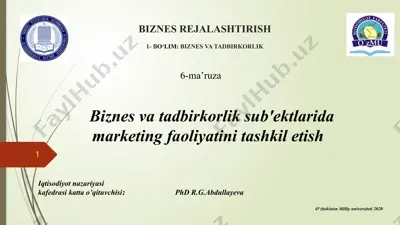 biznes rejalashtirish — PPTX