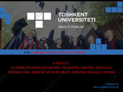 o‘zbekistonda iqtisodiyislohotlarning amalga oshirilishi va bozor munosabatlarining shakllanishi — PPTX