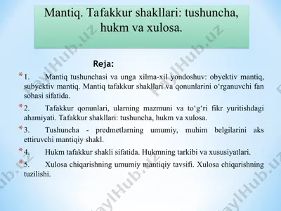 mantiqning asosiy tushunchalari — PPT