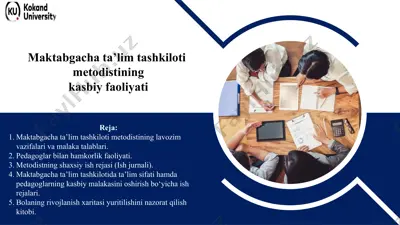 maktabgacha ta’lim tashkiloti metodistining kasbiy faoliyati — PPTX