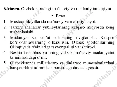 o‘zbekistondagi ma’naviy va madaniy taraqqiyot — PPTX