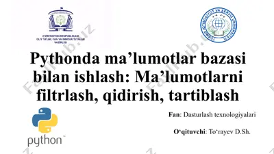 pythondagi ma'lumotlar bazasi bilan ishlash — PPTX