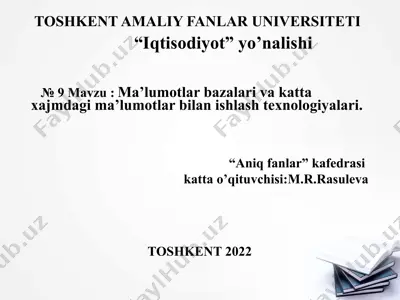 tashkent aqliy-fanlar universiteti "iqtisodiyot" yo'nalishi — PPTX