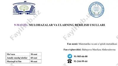 matematika va uni o’qitish metodikasi — PPTX