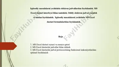 ms excel dasturi — PPTX