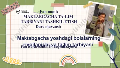 maktabgacha ta'lim-tarbiyani tashkil etish — PPTX