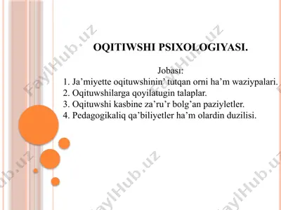 o'qitish psixologiyasi — PPTX