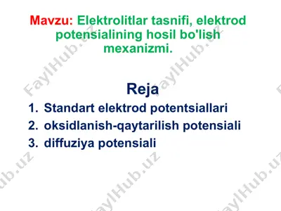 elektrolitlar tasnifi — PPTX