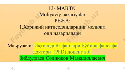 moliyaviy nazariyalar — PPTX