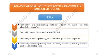 transmilliy korporatsiyalarni o'rganish kitobi — PPTX