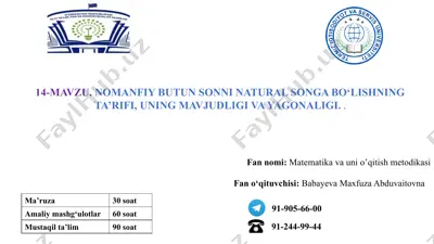 matematika va uni o’qitish metodikasi — PPTX
