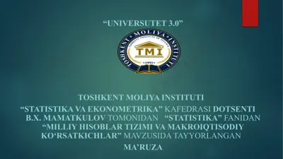 milliy hisoblar tizimi va makro iqtisodiy ko'rsatkichlar — PPTX