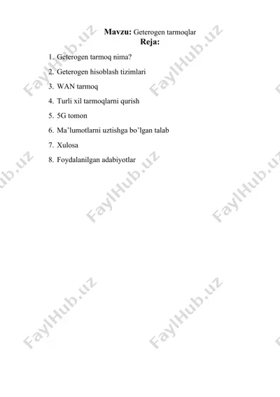 geterogen tarmoqlar — DOCX
