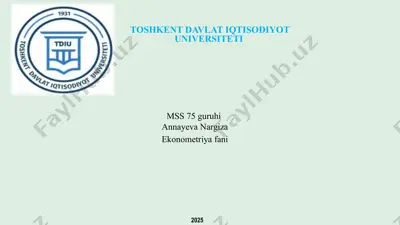 ekonometriya fanidan ko'p omilli regressiya modellari — PPTX