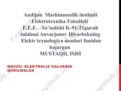 elektrolizgalvanik qurilmalar — PPTX