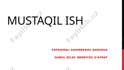 sanoat va to'qimachilik mahsulotlarining mustaqilishi — PPTX