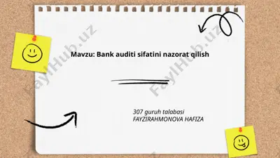 bank auditi sifatini nazorat qilish — PPTX