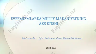 evfemizmlarda milliy madaniyatning aks etishi — PPTX