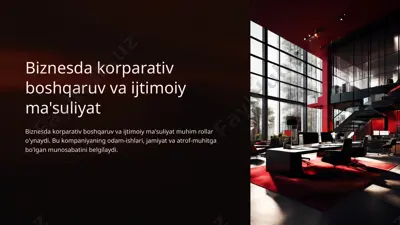 biznesda korporativ boshqaruv va ijtimoiy ma'suliyat — PPTX